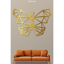Geometrik Kelebek - Metal Duvar Tablosu - Altın - 21 X 30 Cm