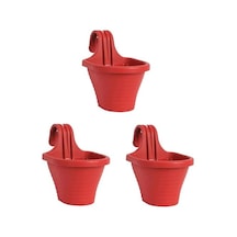 Askılı Balkon Saksı 20 Cm, 3 Litre 3 Adet Kırmızı