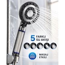 Siyah Filtreli Duş Başlığı 5 Farklı Su Akışı Masaj Etkili Klor Ve Kireç Filtreleme Çok Renkli