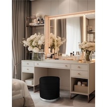 Lungo Roller Silver Kaplama Luxery Puf-siyah Babyface Kumaş Pofuduk Oturma Pufu&makyaj Pufu&bench