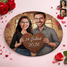 Bk Gift Kişiye Özel Sevgili Karikatürlü Yuvarlak Puzzle 20x20cm -3, Sevgililer Günü Hediyesi, Sevgiliye Hediye Kobitmeyencom36156 Bk Gift