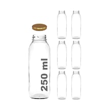 250 Ml Metal Kapaklı Meyve Suyu, Meşrubat, Limonata Şişesi 250 Cc Cam Şişe 6 Adet Altın/gold Altın / Gold