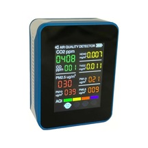 Motion003 Mavi 9u 1 Arada Hava Kalitesi Monitörü Co2 Aqı Hcho Tvoc Pm2.5 Pm10 Pm0.3 Dedektör