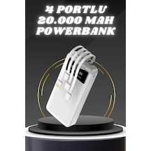 Powerbank Şarj Cihazı 4 Çıkışlı 20.000 Mah Powerbank Kompakt Yüksek Kapasiteli Hızlı Şarj - Çok Renkli