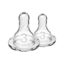 3. Seviye Dar Ağız Silikon Biberon Emziği, İkili Paket