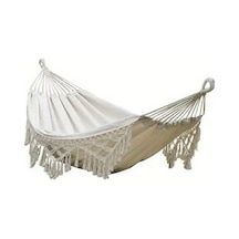 Tcherchı Bohem Tarzı Püsküllü Hamak Veranda, Bahçe, Plaj İçin Beyaz