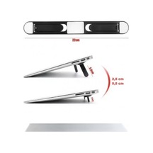 2 Kademeli Katlanabilir Laptop Standı, Yapışkanlı, Siyah, 22cm Uzunluk, Ayarlanabilir Yükseklik