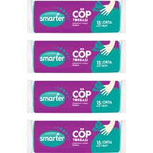 Smarter Orta Boy Çöp Torbası 4 Adet Yeşil 55 x 60 CM