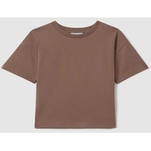 Erkek Çocuk Reiss Kahverengi Selby Kumaş, Bol Pamuklu, Mürettebat Yaka T-shirt