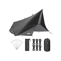Haegs Su Geçirmez Tarp Tente Gölgelik Örtü, 4 Mevsim Taşınabilir Örtü Branda Çok İşlevli Outdoor Açık Hava Kamp Seyahat Tente Branda Barınak Yağmurluk, Güneşlik Karavan Yan Gölgelik Çadır 300x300 Cm Siyah