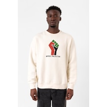 Hand Free Palestine Ekru Erkek 2ip Sweatshirt 001