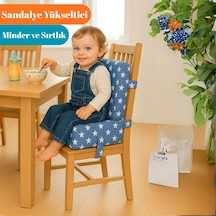 Miralay Bebekler ve Çocuklar İçin Sandalye Yükseltici Mama Sandalyesi Minderi Mavi Yıldız
