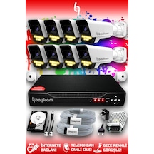 Bayicam 8 Kameralı Süper 8 Dış Kamera Set 500 GB 5 MP 2K Renkli Gece Görüşlü Güvenlik Kamerası Sistemi