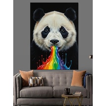 Ahşap Tablo Gökkuşağı Kusan Panda Çizimi