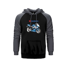 Suzuki Gsx R600 Gri Renk Reglan Kol Kapşonlu Sweatshirt Gri