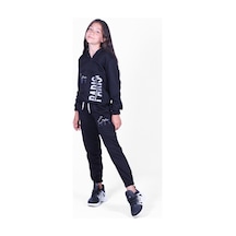 Panios Kids Kız Çocuk Love City Baskılı Fermuarlı Eşofman Takımı Siyah