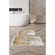 Eko Trend Djt 2 Li Yıkanabilir Kaymaz Taban Banyo Paspas Klozet Takımı M12271 Modern Gri 50 X 80 - 40 X 50 Hardal