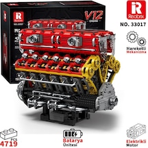 Reobrix 33017 V12 Motor Yaratıcı Yapı Blok Seti Building Blocks V12 Engıne - 4719 Parça