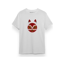 Princess Mononoke Mask Beyaz Kısa Kol Erkek Tshirt 001