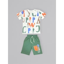 Mnk Baby & Kids Baskılı Erkek Çocuk Tişört Şortlu Takım M00715 Haki