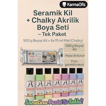 Seramik Kil 500 G + Chalky Akrilik Boya 6 70 Ml Mat Dekoratif B