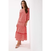 DeFacto Regular Fit Çiçek Desenli Esnek Belli Kiloş Midi Etek E5958AX25SPRD87