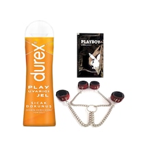 Durex Play Sıcak Dokunuş Bay Bayan Uyarıcılı Jel 100 Ml + Kırmızı Deri El Ayak Kelepçesi + Hediye