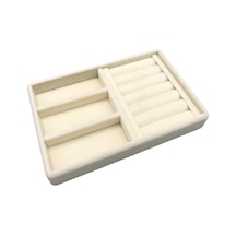 Yerli Üretim Süet Kumaş Krem Renk 22 Cm / 14 Cm Çekmece İçi Takı Standı Çok Renkli