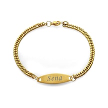 Gümüşhediyeal Çelik Zincirli Gold Renk Kişiye Isim Yazılı Kadın Bileklik Çok Renkli