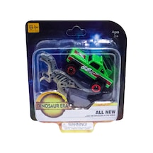 Die Cast Metal Yeşil Pikap Ve Gri Dinozor