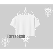 Startmore Startmore Oversize Crop Tshirt Heroic Anime Girl Japon Stil Grafik Baskılı Beyaz