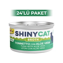 Gimcat Shinycat Broth Sos İçinde Aloe Veralı ve Ton Balıklı Kedi Konservesi 24 x 70 G