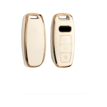 Autohan Keys Audi A3 2021-2022 A6l A7 A8 Q8 E Tron C8 D5 Nano Anahtar Kılıfı Beyaz Gold Altın Renk