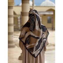Qalortex Scarf Pamuklu Soft Âmine Desen Eşarp-antrasit/vizon