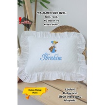Gros Shop Müslin Yeni Doğan 4katlı Organik %100pamuk Kişiye Özgü Nakışlı Hastane Çıkış Seti-ayıcık Model Beyaz-3