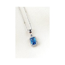 Sky Diamond Blue Creative Sapphire 925 Ayar Gümüş Lüks Kolye (521689633)
