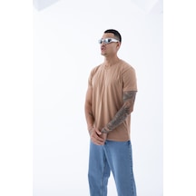 Erkek Pamuklu Kumaş Regular Fit Kesim Bisiklet Yaka T-shirt