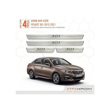 Peugeot 301 2012-2021 Uyumlu Satine Krom Kapı Koruma Eşiği 4 Parç