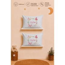 İsimli Kız Bebek 2'li Yastık Kılıfı 35x45 Cm %100 Pamuk Organik Baskılı İsme Özel Bebek Hediyesi 1077y2