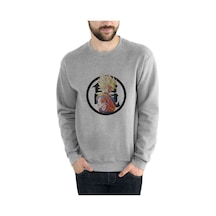 Anime Dragon Ball Baskılı Gri Erkek Örme Sweatshirt (534638661)