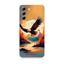 Samsung Galaxy S21 Fe Uyumlu Uçan Siyah Beyaz Kartal Desenli Silikon Kılıf