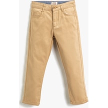 Koton Chino Pantolon Cepli Slim Fit Pamuklu Beli Ayarlanabilir Lastikli Deve Tüyü 3skb40006tw 3SKB40006TW100 Taba