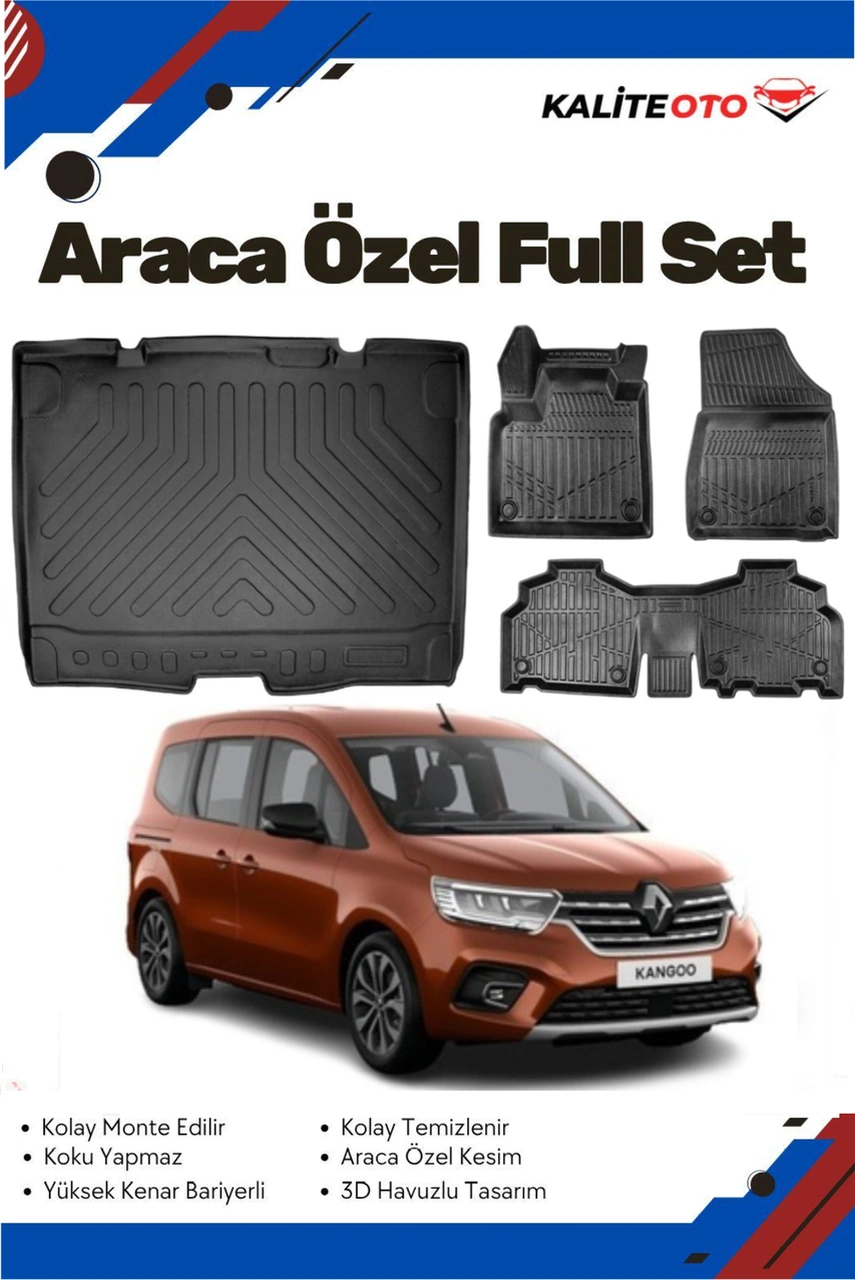 Renault Kangoo 2023 Model Yumuşak Paspas+bagaj Havuzu Seti