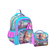 Coral High Kız Çocuklara Özel İlkokul Çantası Ve Beslenme Çantası Takım - Turkuaz Pembe Anime Kız Turkuaz - Pembe