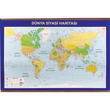 70x100 Cm Dünya Siyasi + Rulo Fiziki Çıtalı Harita-pan406