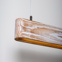 Soft Patine Modern Ahşap Aydınlatma - Minimal Led Sarkıt Avize Akça Ahşap