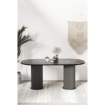 Avvio Brita Ptt Lake Mdf Beyaz Ayakli 80x140 Mutfak Masasi Yemek Masasi Siyah Mermer