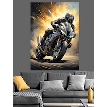 Ahşap Tablo Hız Yapan Modern Spor Motosiklet