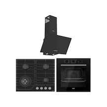 Flowart Asimetrik QBL62CS-NT025-D086 Siyah Cam Ankastre Set
