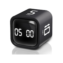 Gt-1 Pomodoro Zamanlayıcı Küp, Flip Timer, Öğrenci Ders Çalışma Saati, 5/10/30/60 Dk & Özel Geri Sayım, Usb Şarjlı, Sessiz/titreşimli Alarm, Mutfak Kronometresi - Siyah